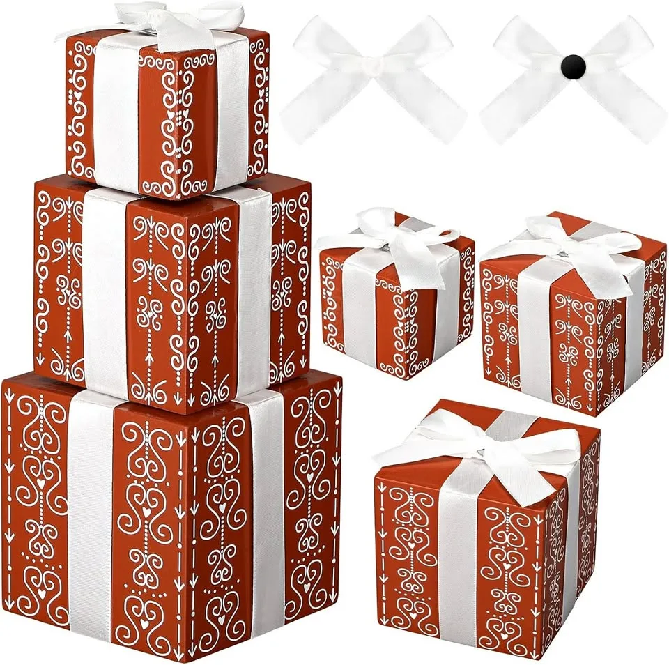 New~Xmas Wood Present Blocks, Home Decor(3 PC) thumbnail