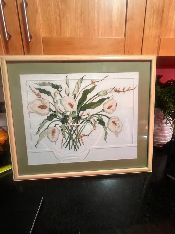 Finished Framed Calla Lily Vase Cross Stitch Candamar, 1989 - photo 4
