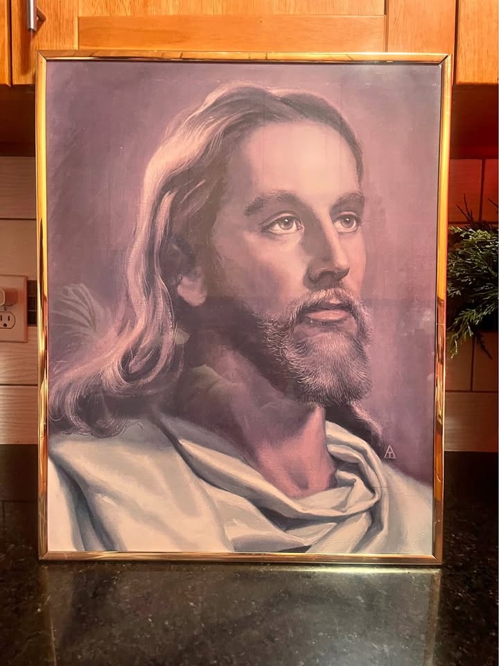 Vintage Jesus Christ Head Print 20” x 16”
