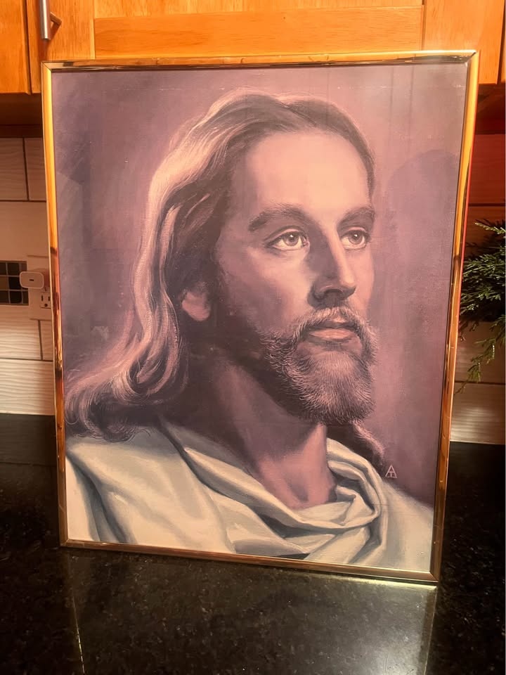 Vintage Jesus Christ Head Print 20” x 16” - photo 4