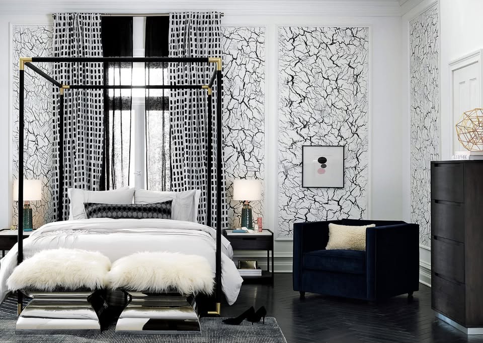 Pair of CB2 Tux Dark Wood & Marble Top Nightstands - photo 3