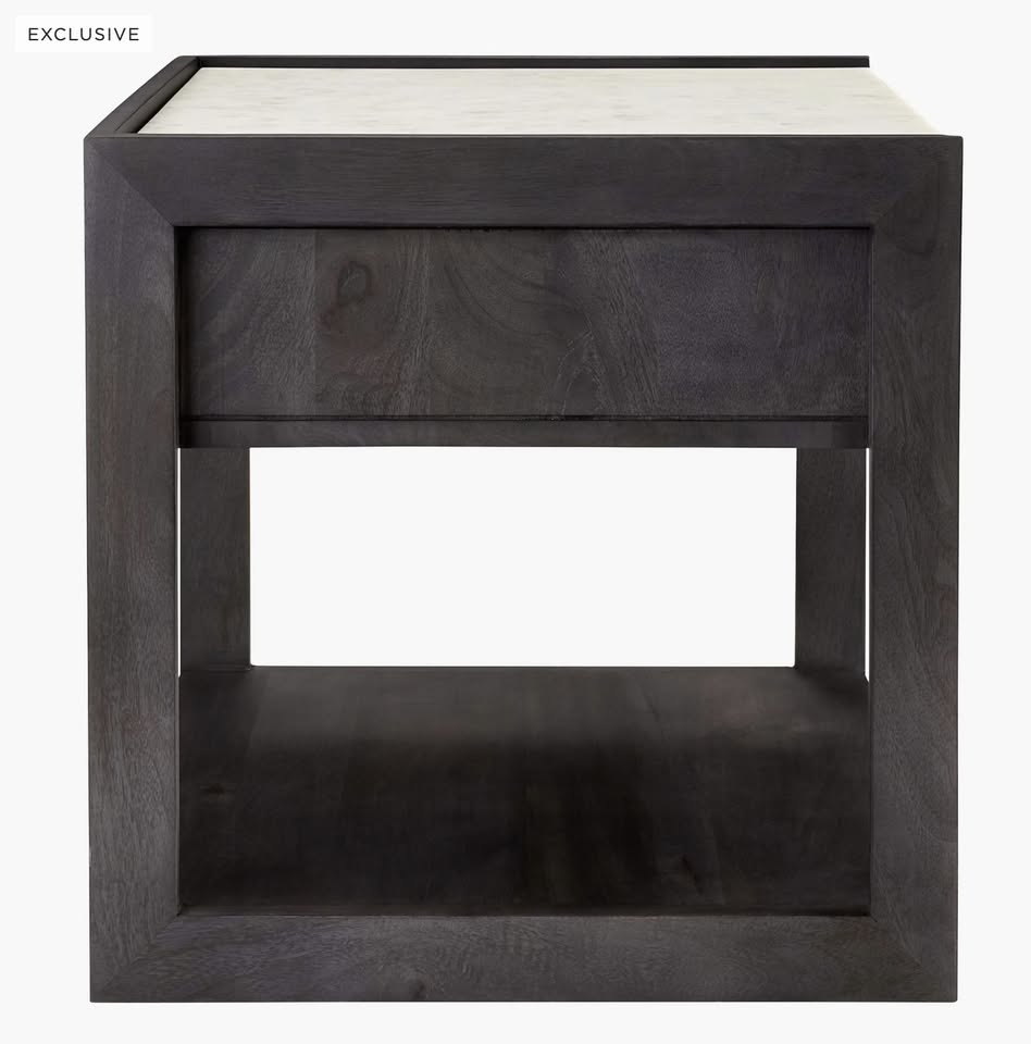 Pair of CB2 Tux Dark Wood & Marble Top Nightstands - photo 5