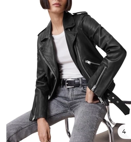 All Saints BALFERN LEATHER BIKER JACKET Black Biker Jacket Size