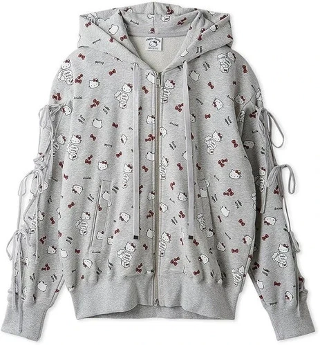 Sanrio Hello Kitty Lace-Up Hoodie Gray Women Snidel Japan Limite