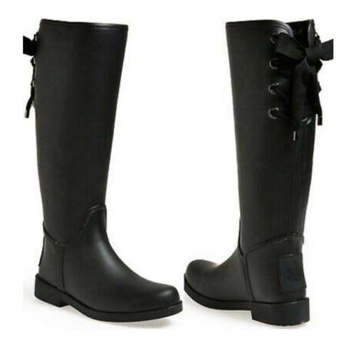 Coach Tristee Tall Riding Boot Rain Boots Sz 6 Lace Up Slip On B
