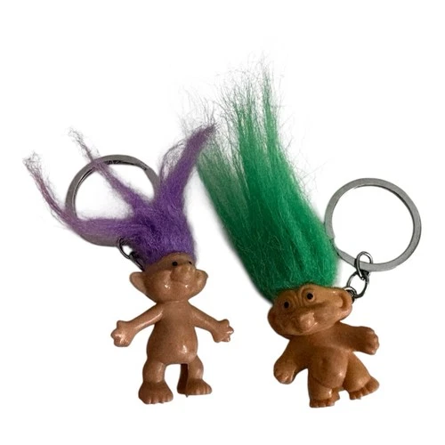 Vintage 90s Troll Doll Keychain Set Y2K Bag Charm Mini Trolls - photo 2