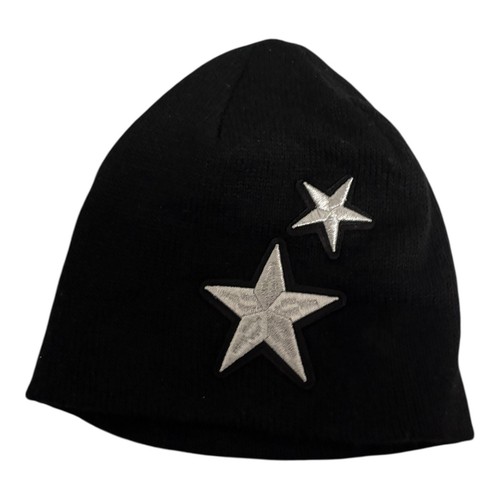 Rebecca Minkoff Silver Stars Knit Beanie Hat Black