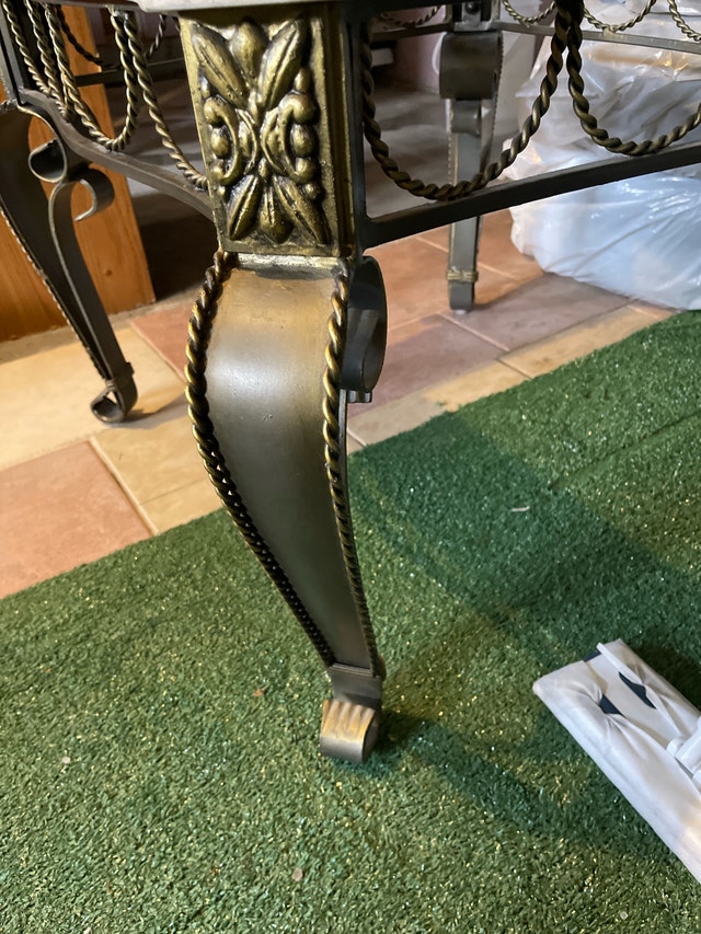 Marble-Look Coffee Table with Ornate Metal Legs - photo 3
