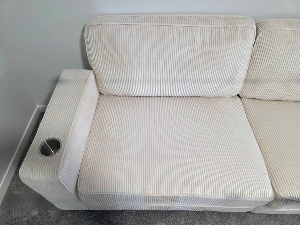 Fabric 3 Seater Sofa with Spring Cushion and Cup Holder - photo 2