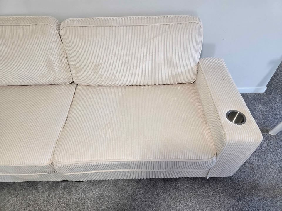 Fabric 3 Seater Sofa with Spring Cushion and Cup Holder - photo 3