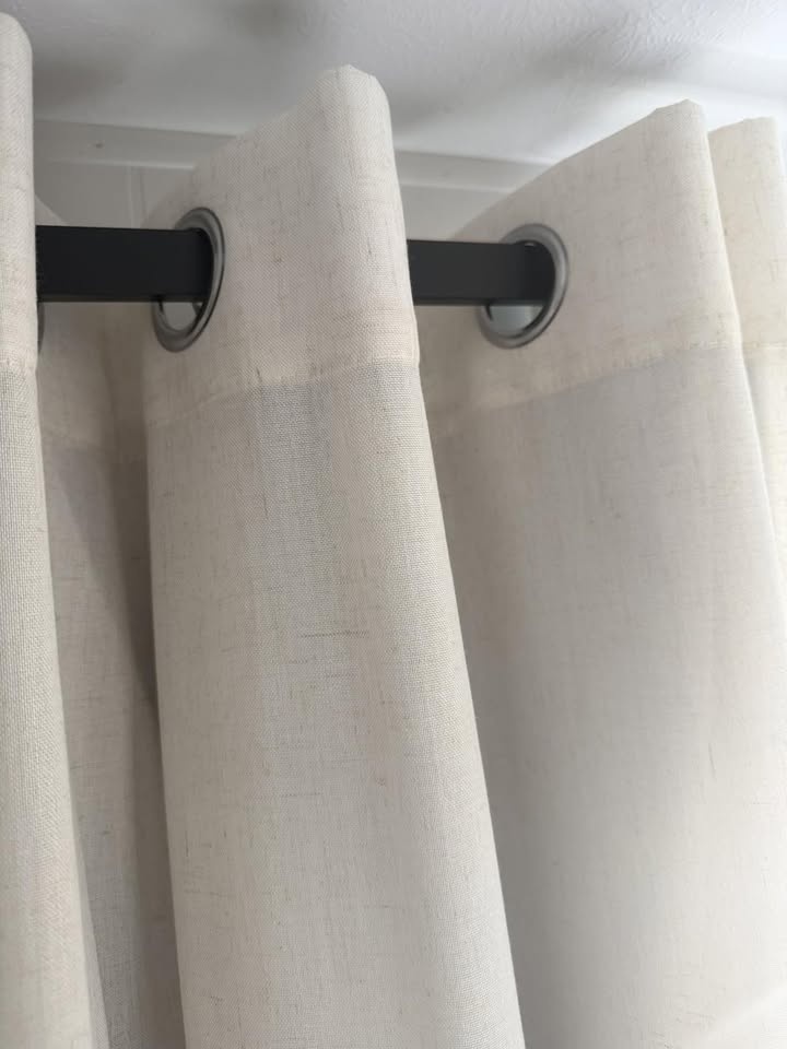 Privacy Curtain with Room Divider Rod/Natural Linen Curtains 84 - photo 3