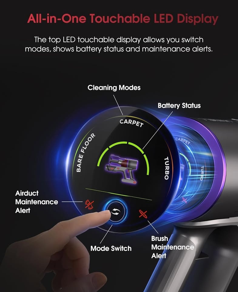 Cordless Vacuum Cleaner with LED Screen - photo 3