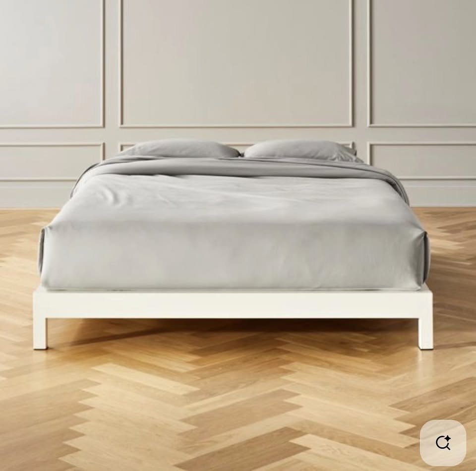 CB2 Simple White Metal Bed Frame – Queen