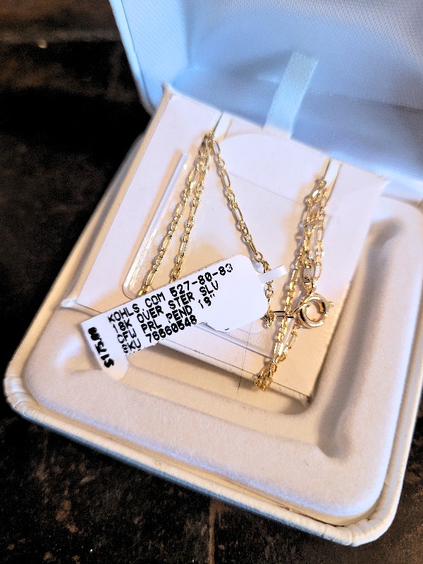 18k Gold Over Sterling Silver Pearl & White Sapphire Necklace - photo 3