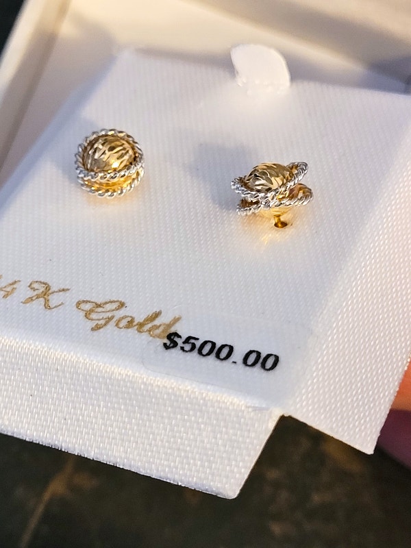 FOREVER 14K Gold Two Tone Ball Stud Earrings - photo 2