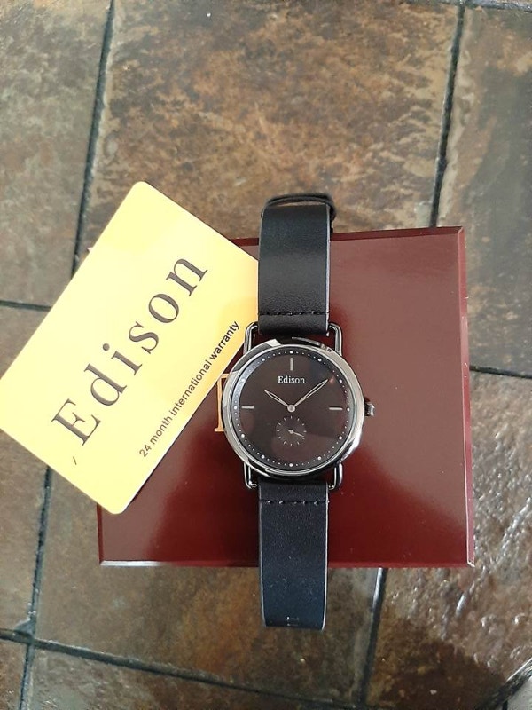 Edison Women's Sub Dial Black Leather Watch - photo 2
