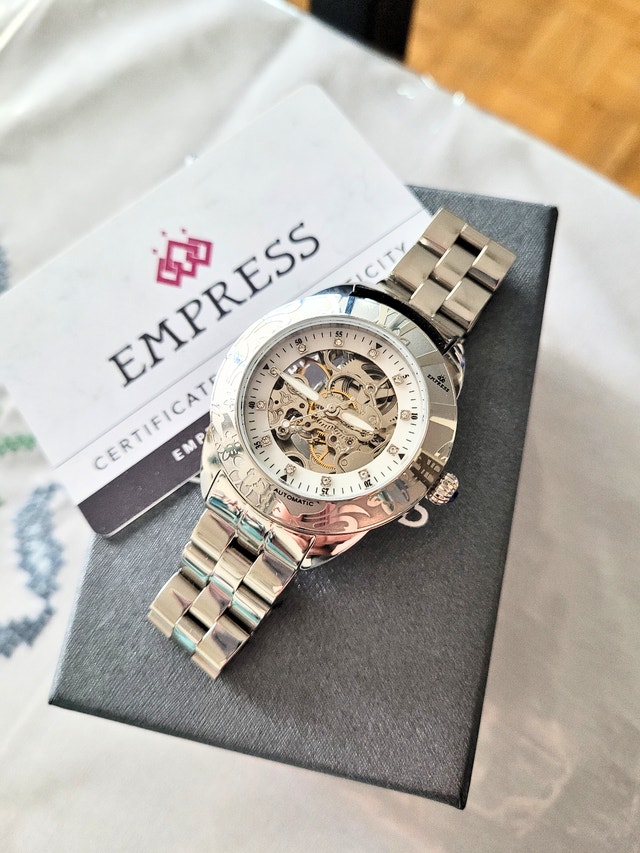 Empress Godiva Women's Jeweled Automatic Silver Watch - photo 4