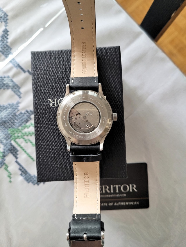 Heritor Men's Automatic Skeleton Dial Luminous Black Watch - photo 3
