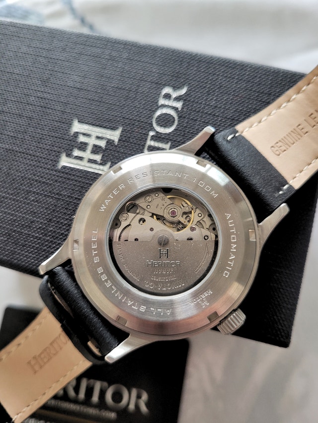 Heritor Men's Automatic Skeleton Dial Luminous Black Watch - photo 4