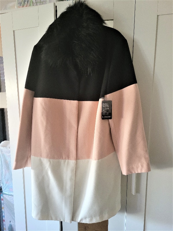 K Jordan Women's Colorblock Wool Blend Coat 1XL