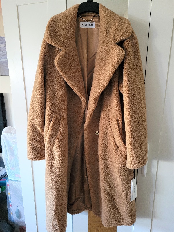 Calvin Klein Women's Oversized Plaid Coat Sz Small