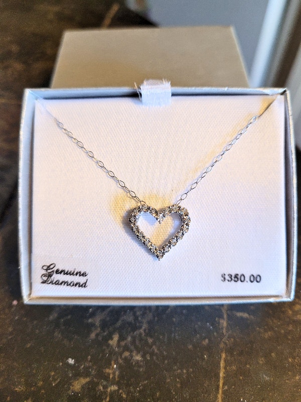 Diamond Sterling Silver Heart Pendant Necklace