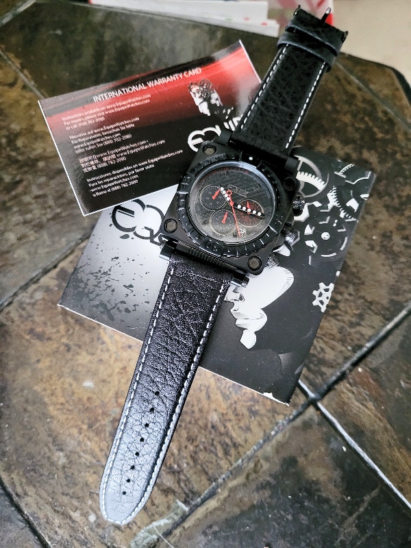 Equipe Gasket Men's Chronograph Leather Black Watch - photo 2