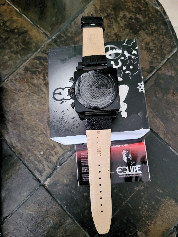 Equipe Gasket Men's Chronograph Leather Black Watch - photo 4