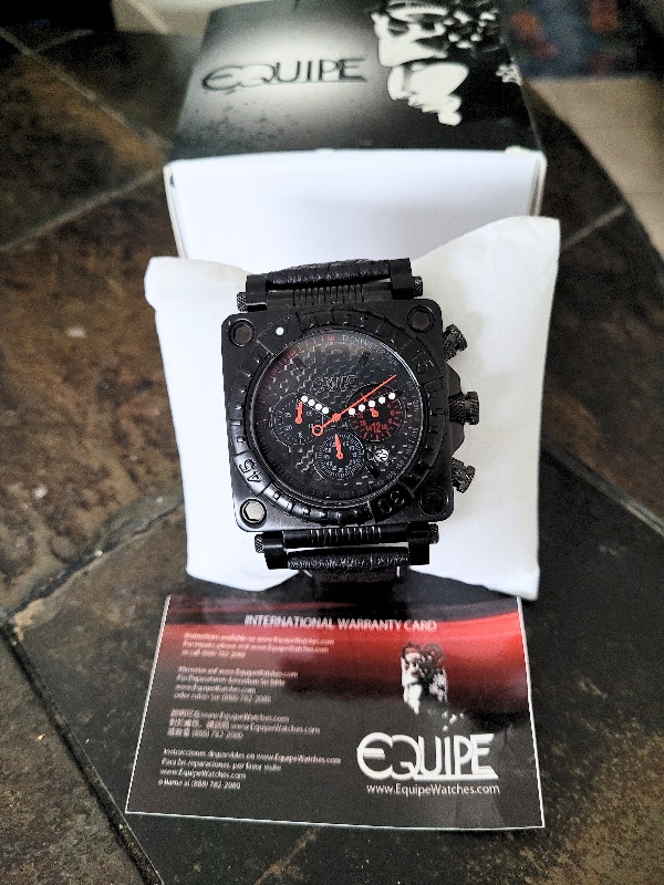 Equipe Gasket Men's Chronograph Leather Black Watch - photo 5