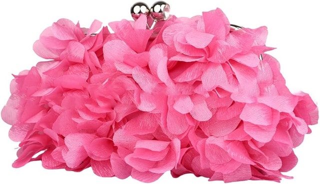 Women's Floral Clutch Purse Pink Bag 9.6" x 0.8" x 6.3"