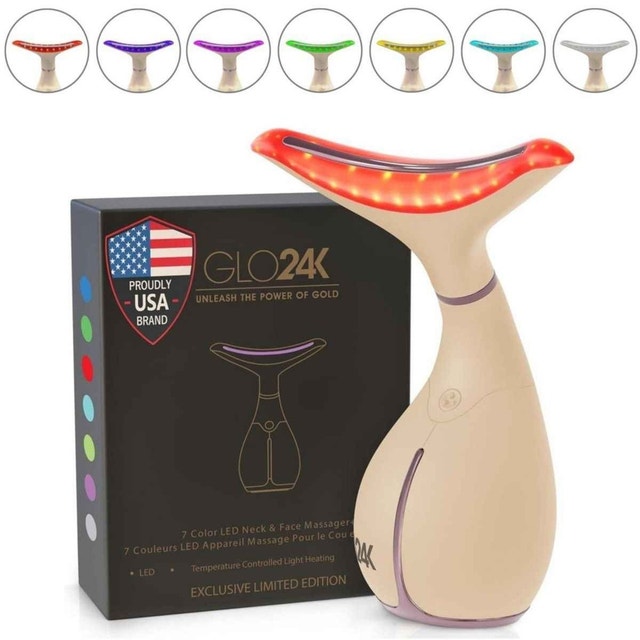 Glo24K 7 Color LED Neck & Face Beauty Massager Anti-Aging Device - photo 5