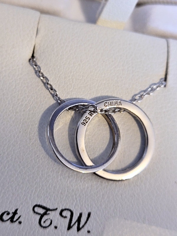Sterling Silver Diamond Intertwined Circles Necklace - photo 3