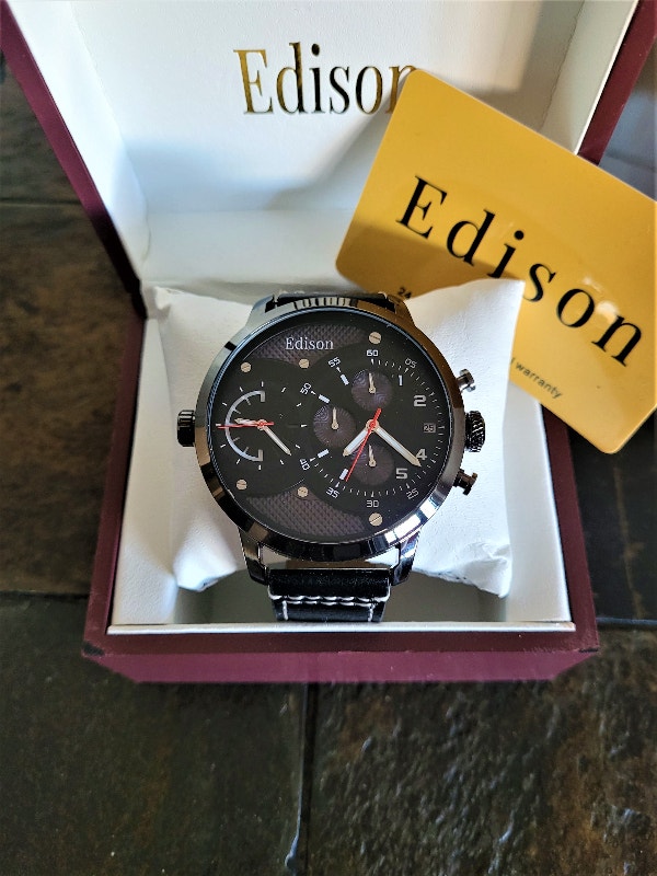 Edison Men's Oversized Dual Time Zone Watch