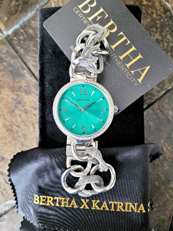 Bertha Women's Chain-Link Emerald Dial Watch