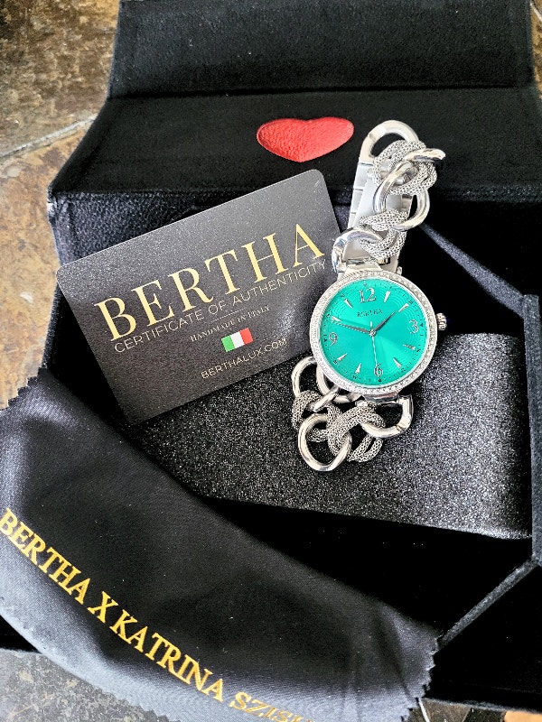 Bertha Women's Chain-Link Emerald Dial Watch - photo 4