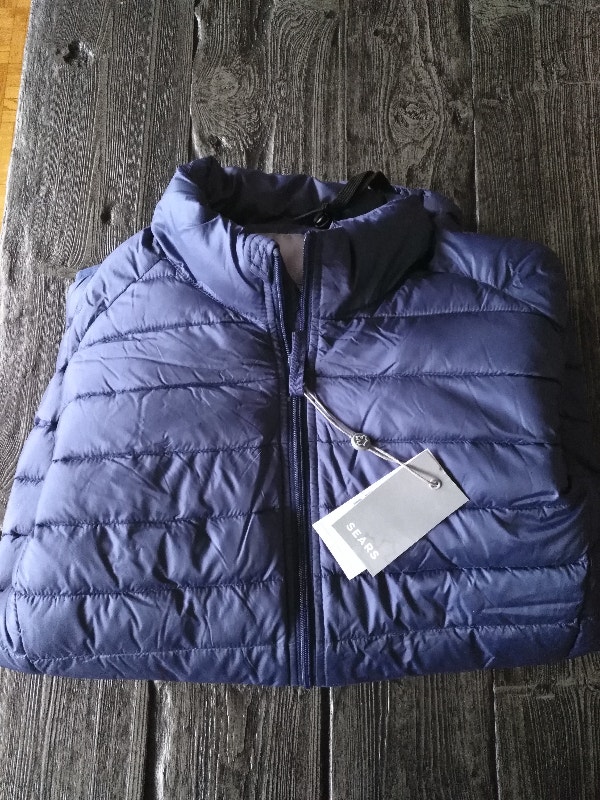 Sears Men's Ultra Light Down Jacket Blue/Black Sz S