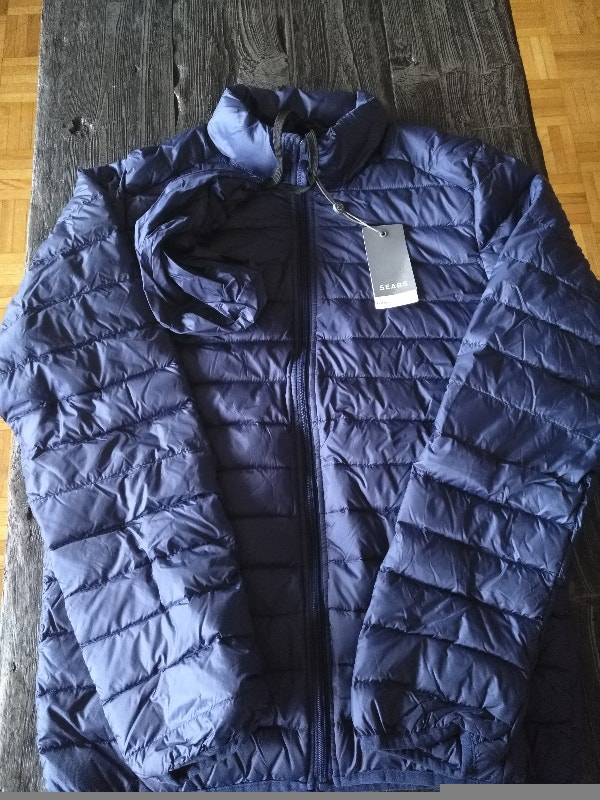 Sears Men's Ultra Light Down Jacket Blue/Black Sz S - photo 2