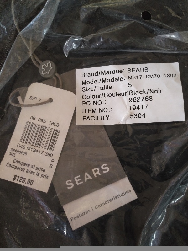 Sears Men's Ultra Light Down Jacket Blue/Black Sz S - photo 3