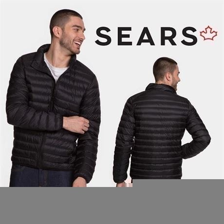 Sears Men's Ultra Light Down Jacket Blue/Black Sz S - photo 5