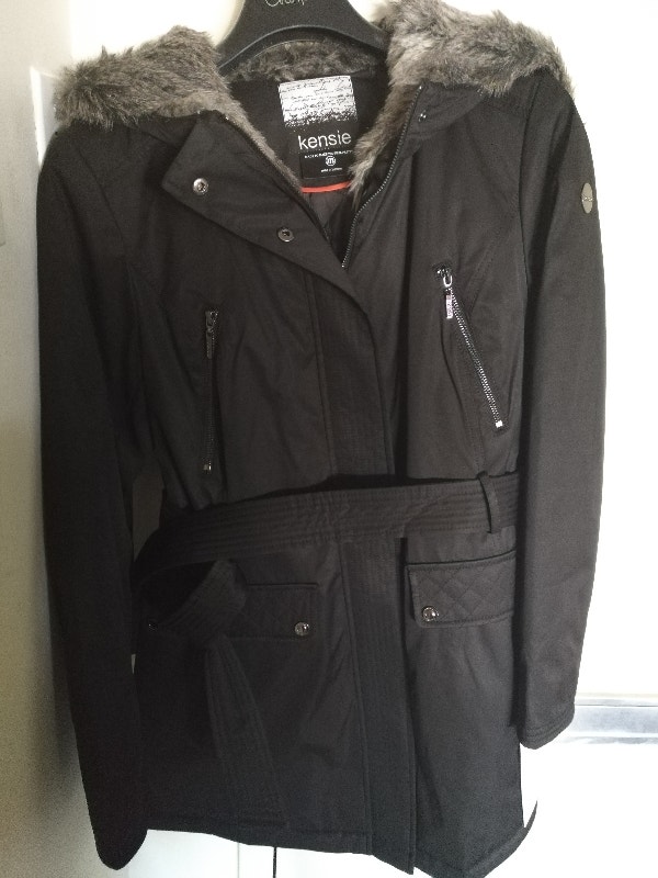 Kensie Women's Parka Jacket Black Sz Med