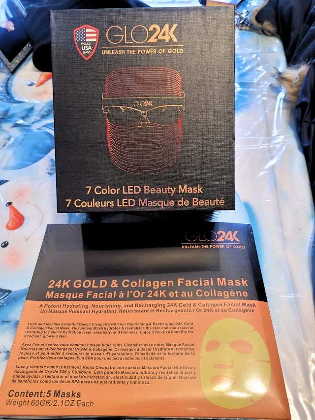 Glo24K LED Mask Gold & Collagen Anti-Aging Facial 5-Pack - photo 3