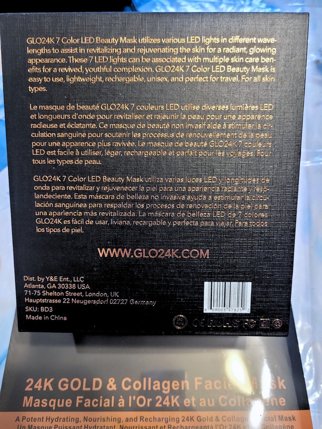 Glo24K LED Mask Gold & Collagen Anti-Aging Facial 5-Pack - photo 4
