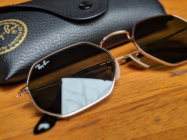 Ray-Ban RB3556N Octagonal Gold Flat Lens Sunglasses