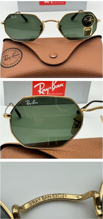 Ray-Ban RB3556N Octagonal Gold Flat Lens Sunglasses - photo 2