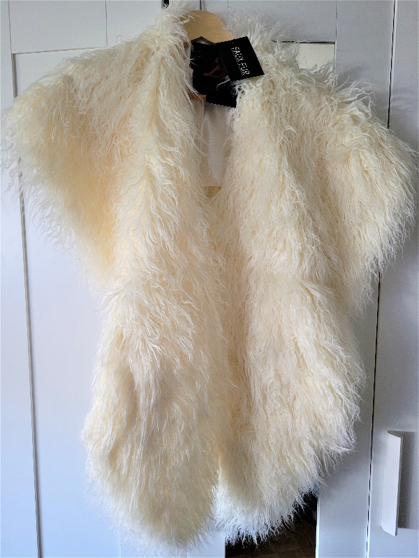 Adrienne Landau Women's Faux Fur Stole White One Size - photo 2