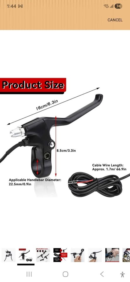 E-Bike Electric Brake Lever Set - 1 Pair (Left & Right) - photo 2