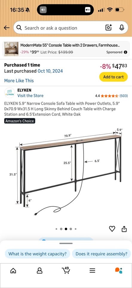 Amazon Console Table - photo 2