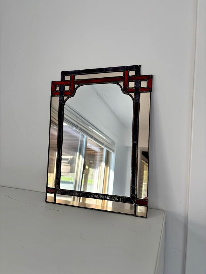 Vintage Stained Glass Mirror