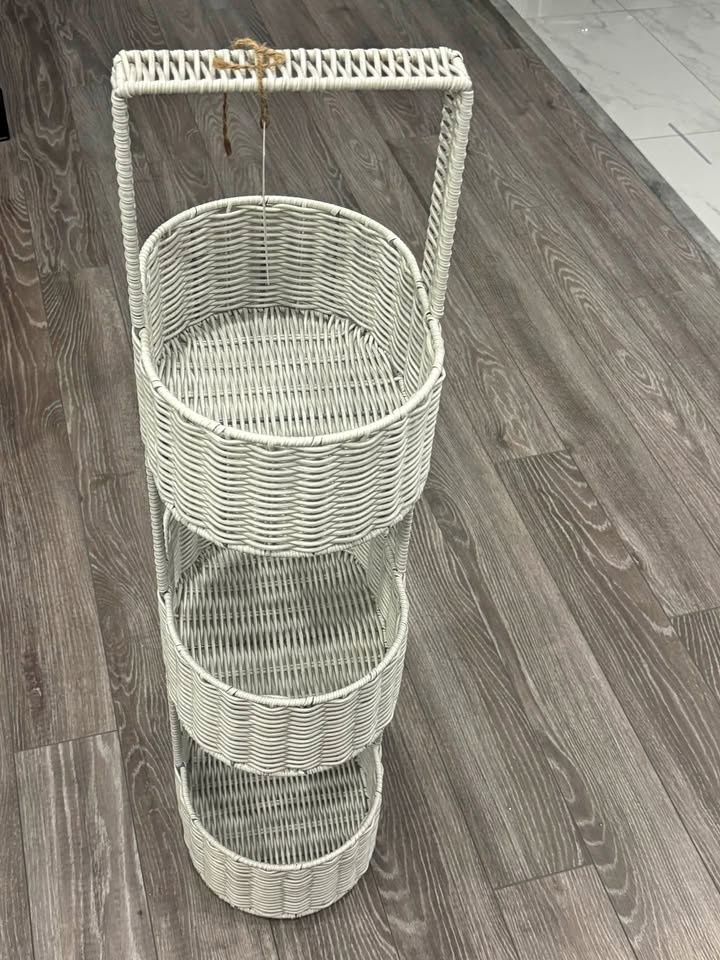 Three tier storage basket
