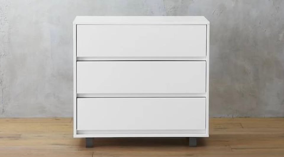 CB2 High-Gloss White 3-Drawer Dresser